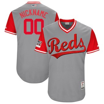 Men's Cincinnati Reds Majestic Gray 2018 Players' Weekend Authentic Flex Base Custom Jersey