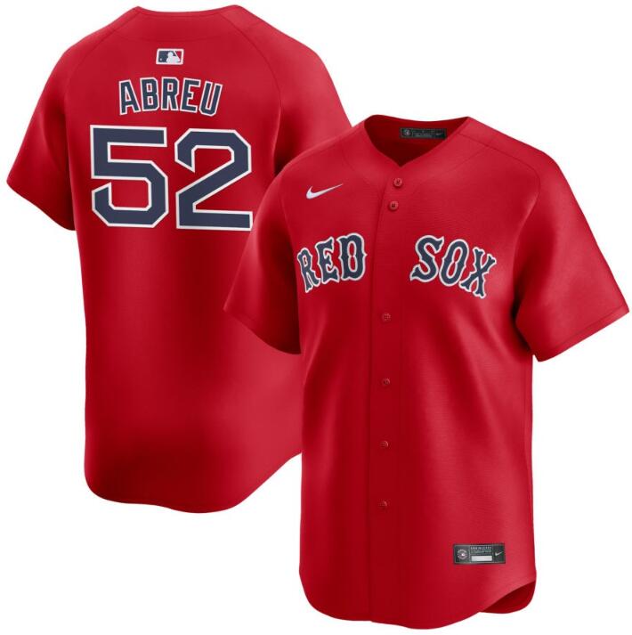 Men's Boston Red Sox #52 Wilyer Abreu Red 2024 Alternate Limited Stitched Baseball Jersey