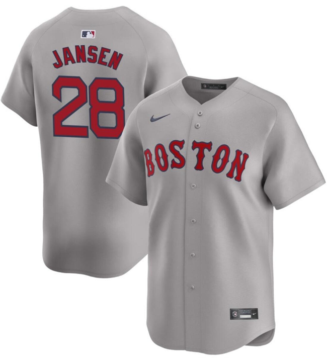 Men's Boston Red Sox #28 Danny Jansen Grey 2024 Away Limited Stitched Baseball Jersey