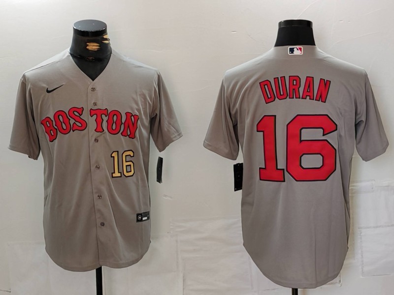 Men's Boston Red Sox #16 Jarren Duran Grey Stitched Baseball Jersey 3