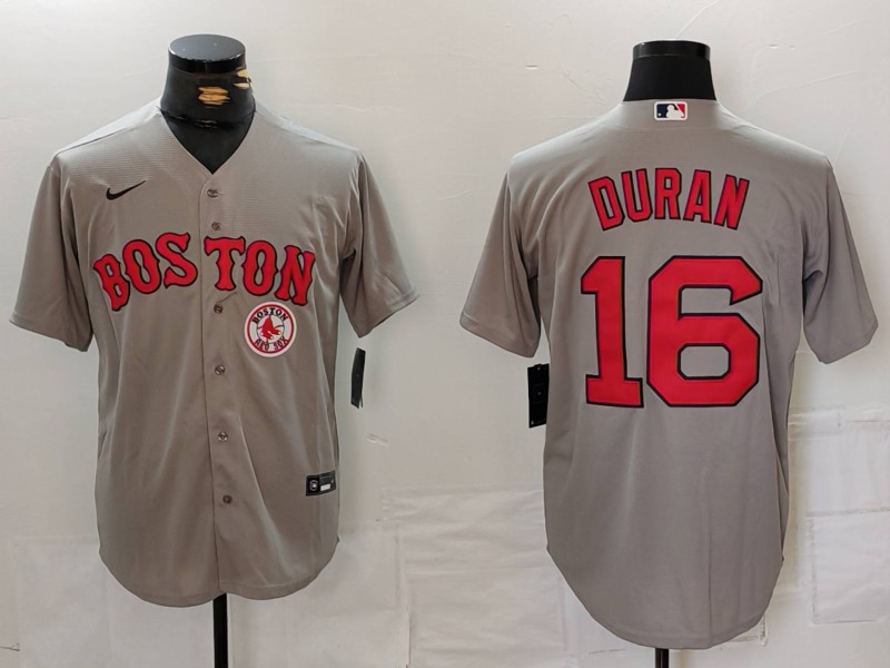 Men's Boston Red Sox #16 Jarren Duran Grey Stitched Baseball Jersey 1