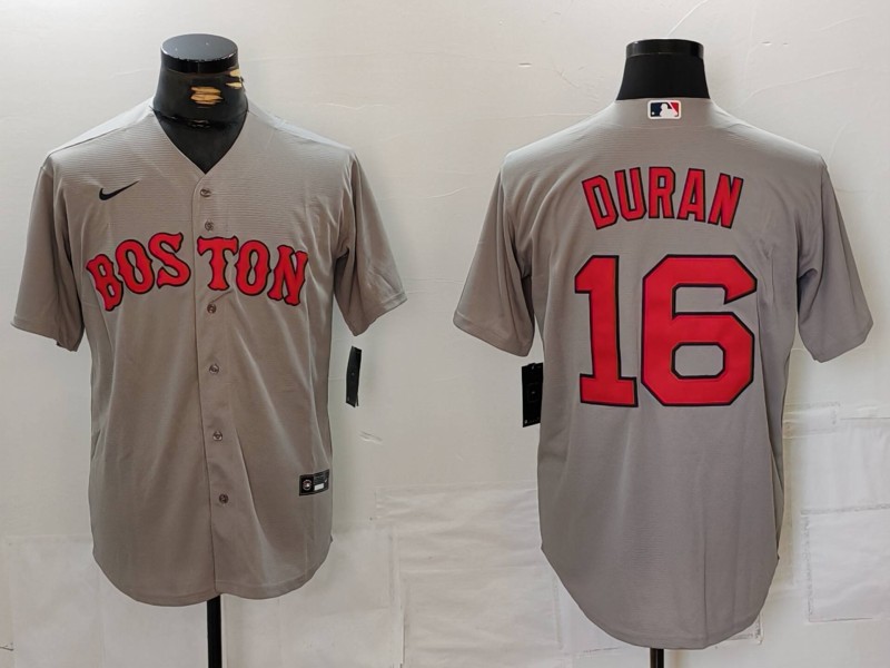 Men's Boston Red Sox #16 Jarren Duran Grey Stitched Baseball Jersey