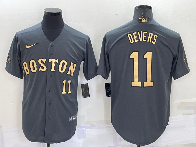 Men's Boston Red Sox #11 Rafael Devers 2022 All-Star Charcoal Cool Base Stitched Jersey