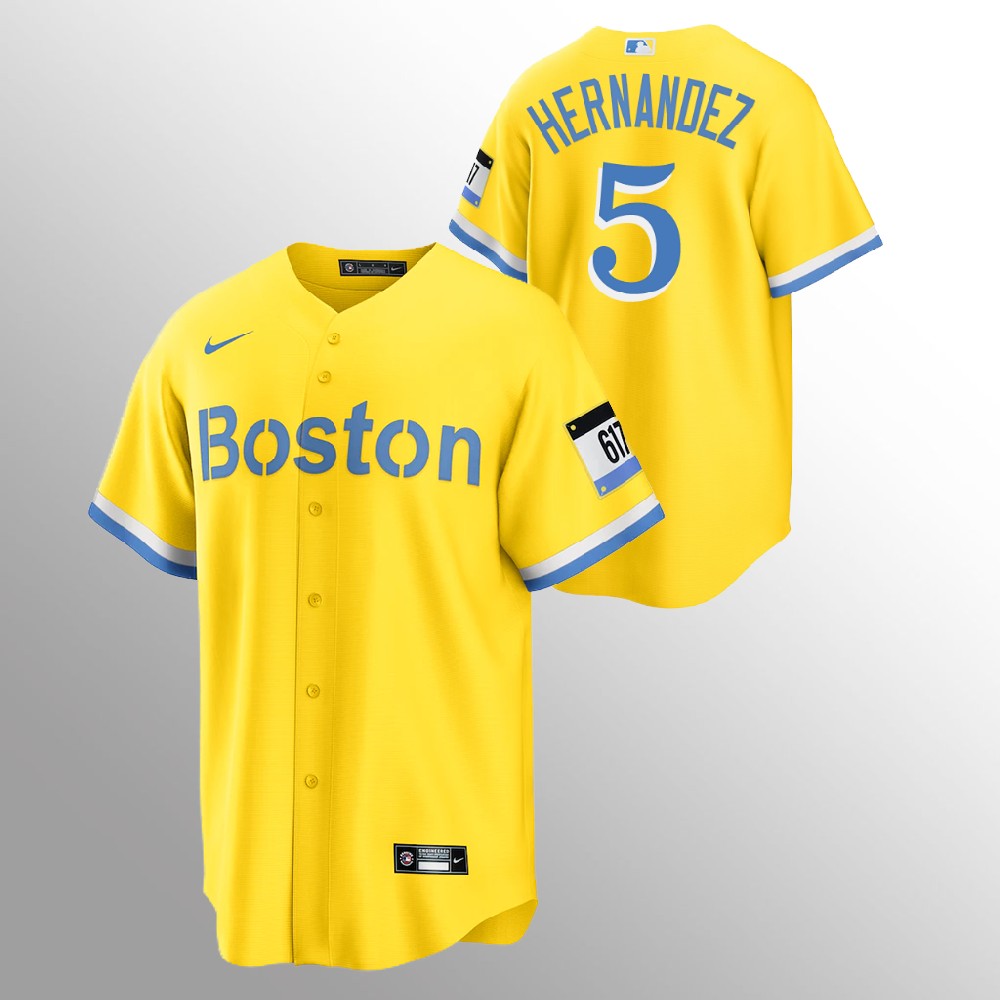 Boston Red Sox #5 Enrique Hernandez Men's Nike 2021 City Connect Gold Fans Version MLB Jersey