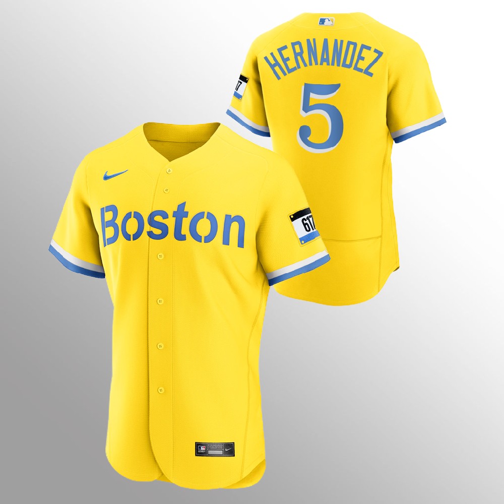 Boston Red Sox #5 Enrique Hernandez Men's Nike 2021 City Connect Gold Authentic MLB Jersey