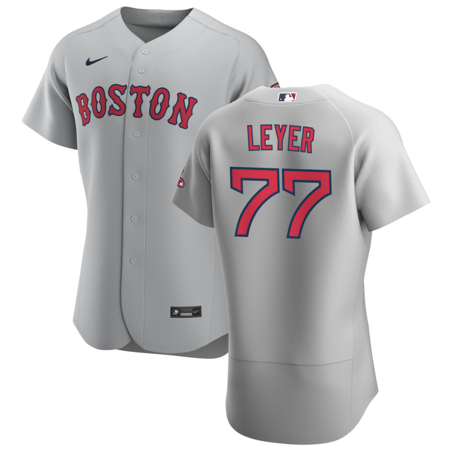 Boston Red Sox #77 Robinson Leyer Men's Nike Gray Road 2020 Authentic Team MLB Jersey