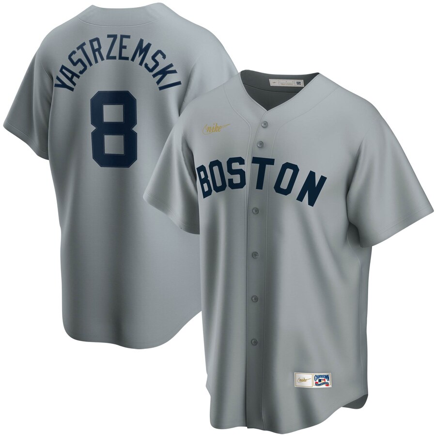 Boston Red Sox #8 Carl Yastrzemski Nike Road Cooperstown Collection Player MLB Jersey Gray