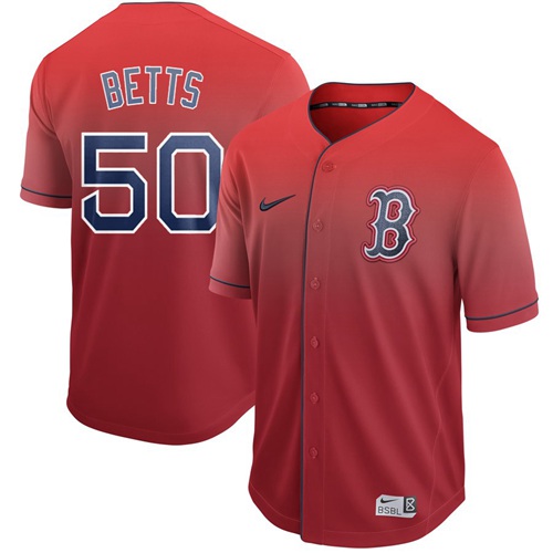 Red Sox #50 Mookie Betts Red Fade Authentic Stitched Baseball Jersey