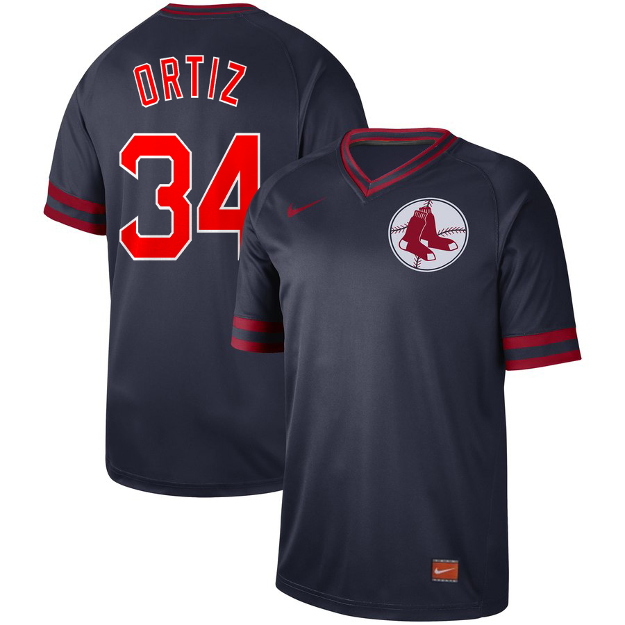 Red Sox 34 David Ortiz Black Throwback Jersey