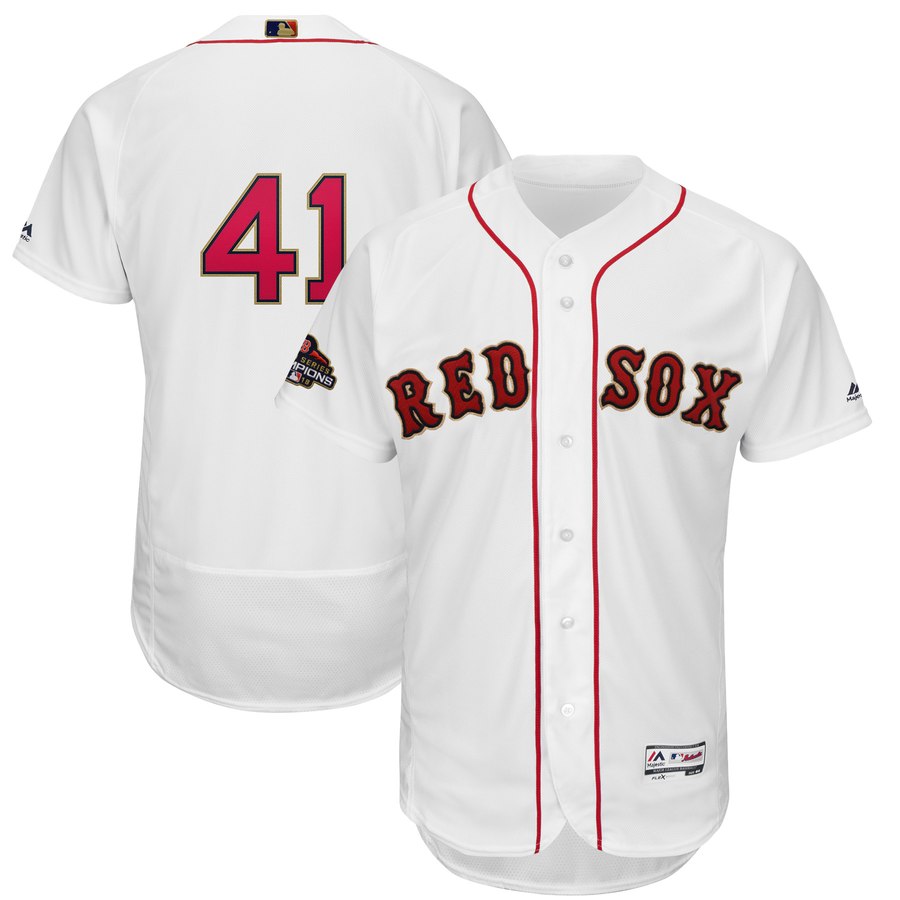 Red Sox 41 Chris Sale White 2019 Gold Program FlexBase Jersey