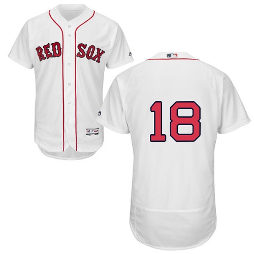 Red Sox #18 Mitch Moreland White Flexbase Authentic Collection Stitched Baseball Jersey