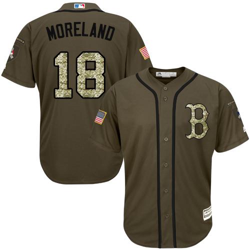 Red Sox #18 Mitch Moreland Green Salute to Service Stitched Baseball Jersey