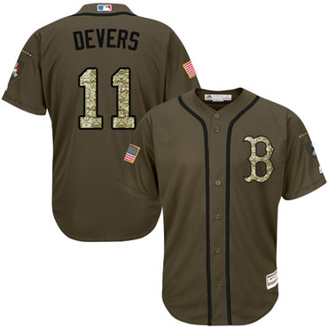 Red Sox #11 Rafael Devers Green Salute to Service Stitched Baseball Jersey