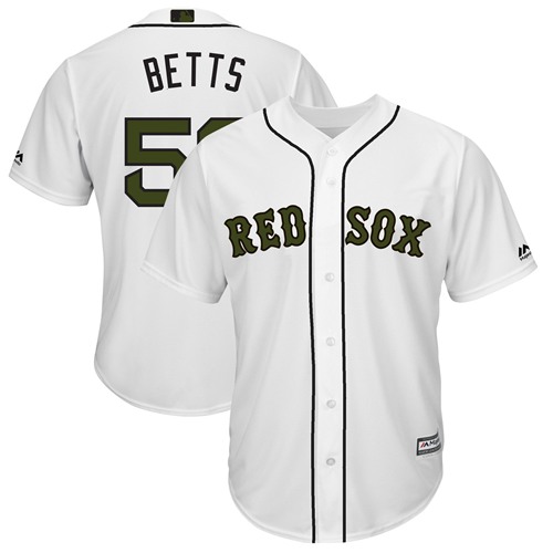 Red Sox #50 Mookie Betts White New Cool Base 2018 Memorial Day Stitched Baseball Jersey