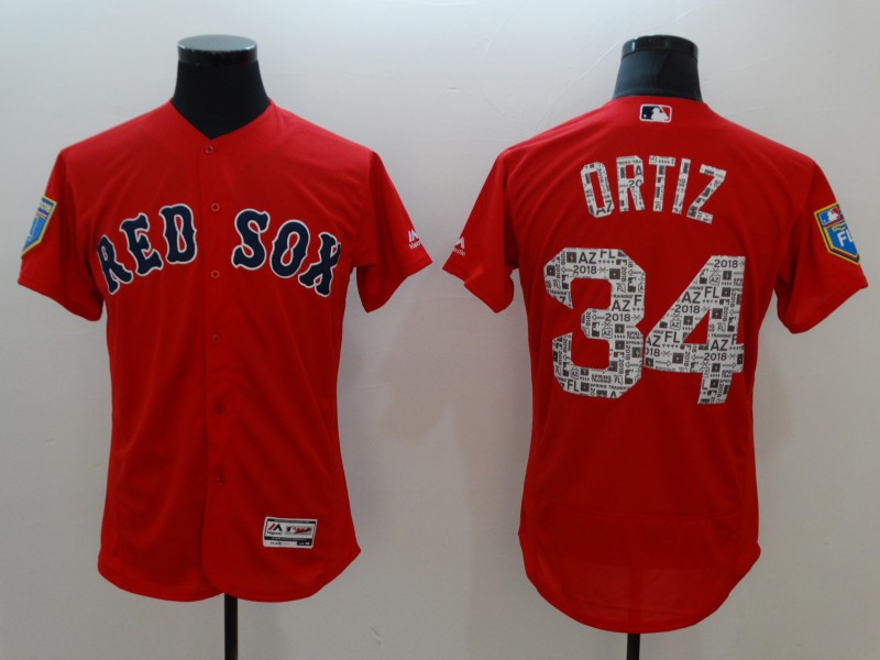 Red Sox 34 David Ortiz White 2018 Spring Training Flexbase Jersey