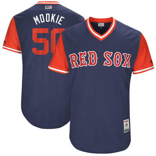 Red Sox 50 Mookie Betts Mookie Majestic Navy 2017 Players Weekend Jersey