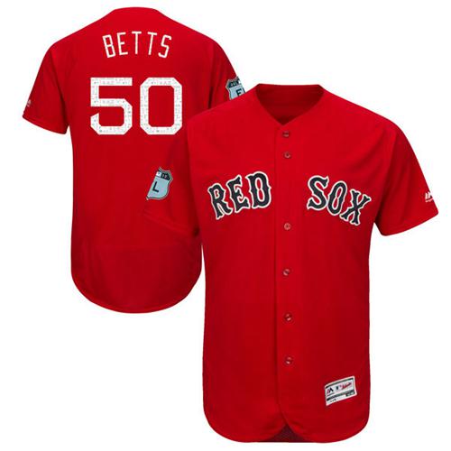 Red Sox #50 Mookie Betts Red 2017 Spring Training Authentic Flex Base Stitched MLB Jersey