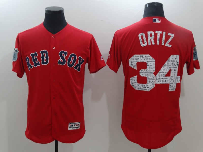 Red Sox 34 David Ortiz Red 2017 Spring Training Flexbase Jerse