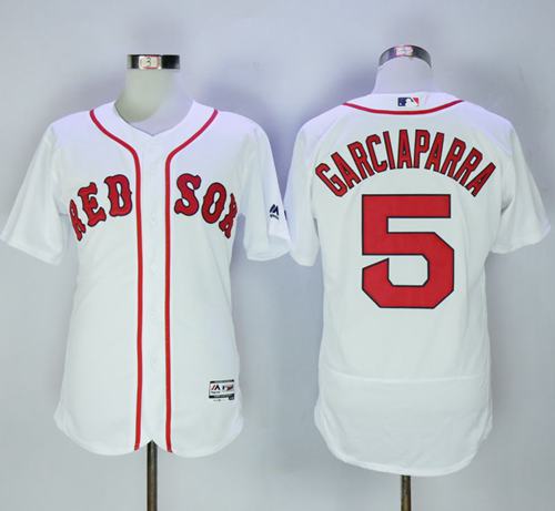 Red Sox #5 Nomar Garciaparra White Flexbase Authentic Collection Stitched MLB Jersey - 副本