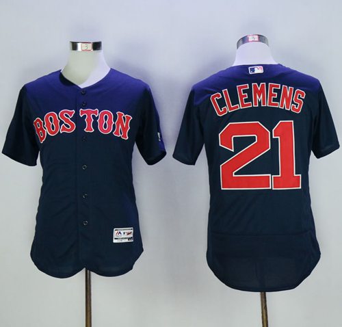 Red Sox #21 Roger Clemens Navy Blue Flexbase Authentic Collection Stitched MLB Jersey