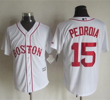 Boston Red Sox #15 Dustin Pedroia White Alternate Home New Cool Base Stitched Baseball Jersey