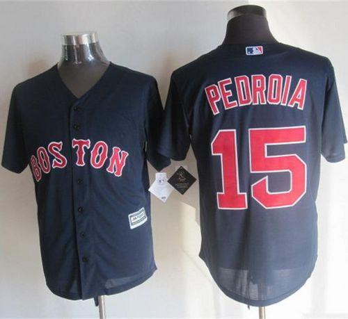 Boston Red Sox #15 Dustin Pedroia Navy Blue New Cool Base Stitched Baseball Jersey