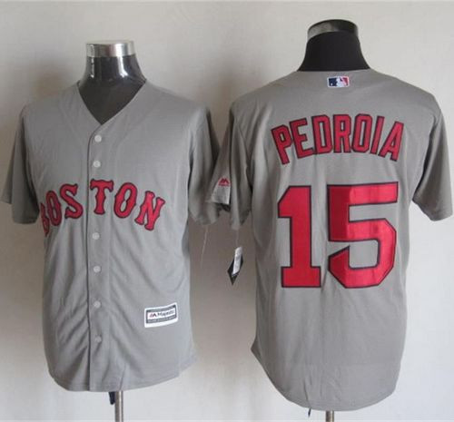 Boston Red Sox #15 Dustin Pedroia Grey New Cool Base Stitched Baseball Jersey