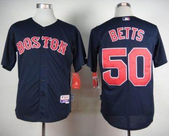 Boston Red Sox #50 Mookie Betts Dark Blue Cool Base Stitched Baseball Jersey