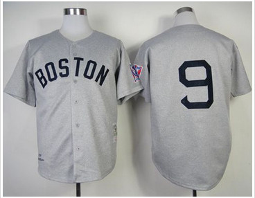 Mitchell And Ness 1939 Boston Red Sox #9 Ted Williams Grey Throwback Stitched Baseball Jersey