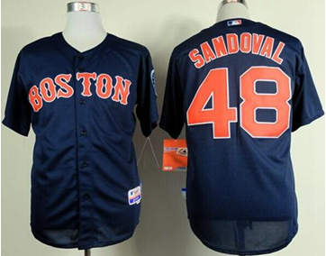 Boston Red Sox #48 Pablo Sandoval Dark Blue Cool Base Baseball Jersey