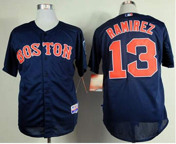 Boston Red Sox #13 Hanley Ramirez Dark Blue Cool Base Baseball Jersey