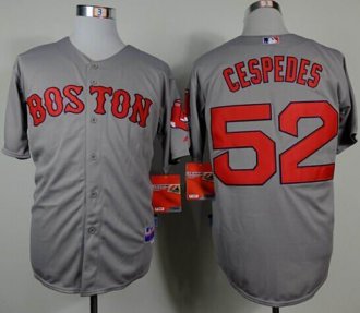 Red Sox #52 Yoenis Cespedes Grey Cool Base Stitched Grey Jersey