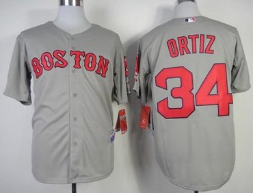 Boston Red Sox #34 David Ortiz Grey Baseball Jersey