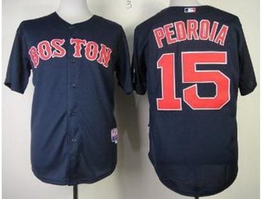 Boston Red Sox 15 Dustin Pedroia Blue Cool Base MLB Jerseys