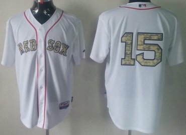 Boston Red Sox 15 Dustin Pedroia White Cool Base MLB Jersey Camo Number