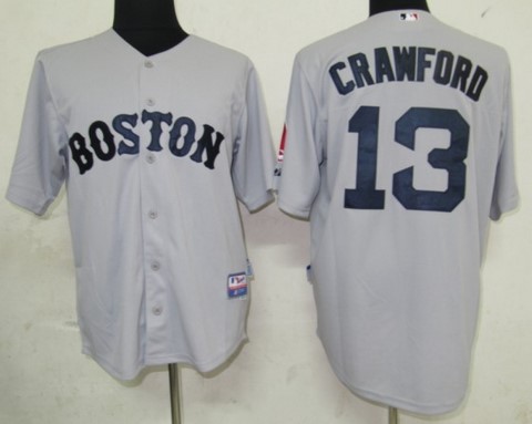 MLB Jerseys Boston Red Sox 13 Crawford Grey