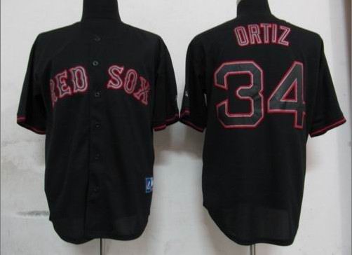 Boston Red Sox 34 David Ortiz Pitch Black Fashion Jersey