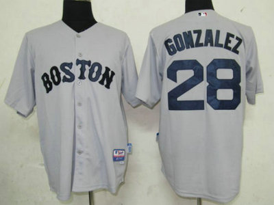 MLB Jerseys Boston Red Sox 28 Gonzalez Grey