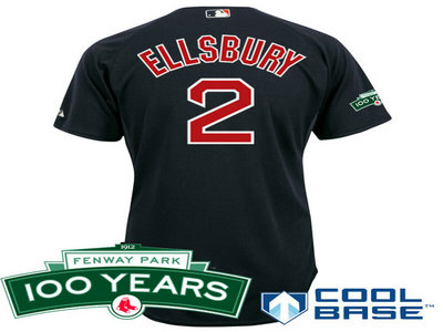 Boston Red Sox 2 Jacoby Ellsbury DK BLUE Cool Base Jersey wFenway Park 100th Anniversary Patch