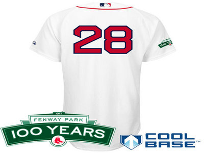 Boston Red Sox 28 Adrian Gonzalez white Cool Base Jersey wFenway Park 100th Anniversary Patch