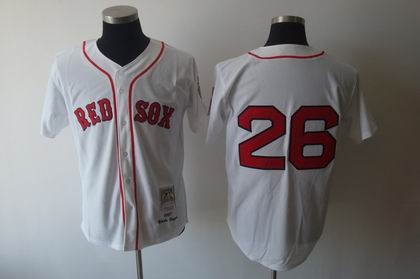 Boston Red Sox 26 Wade Boggs White Buttons Throwback Jerseys