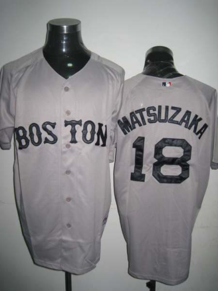 MLB Boston Red Sox #18 Matsuzaka gray black number Jerseys1