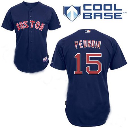 MLB Jerseys Boston Red Sox #15 Pedroia dk blue (cool base)