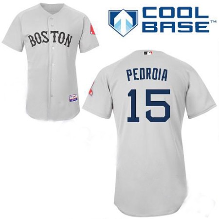 MLB Jerseys Boston Red Sox #15 Pedroia grey(cool base)