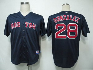 Boston Red Sox 28 Gonzalez Dark Blue Jerseys