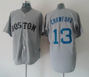 Boston Red Sox 13 Carl Crawford Gray Cool Base Jerseys