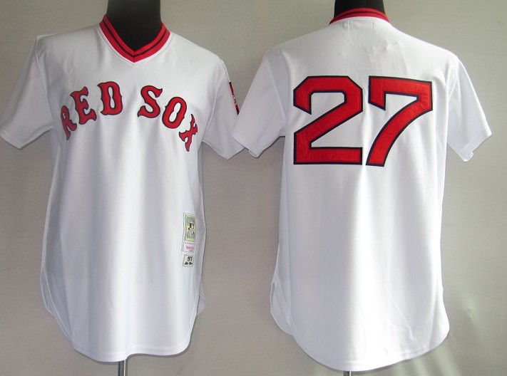 MLB Jerseys Boston Red Sox 27# Fisk white [M&N