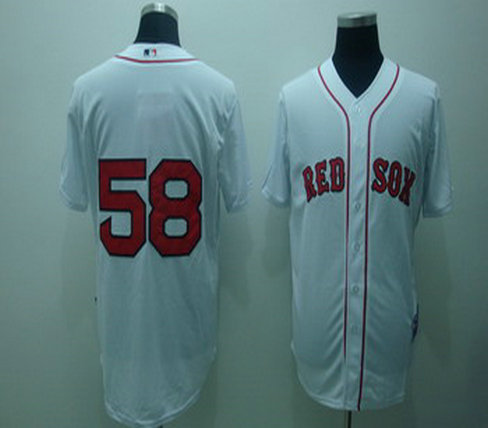 Boston Red Sox 58 Jonathan Papelbon White Jerseys