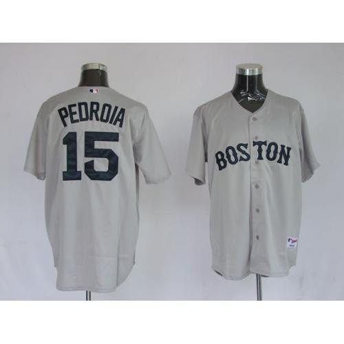 Jerseys Boston Red Sox 15 Dustin Pedroia Grey