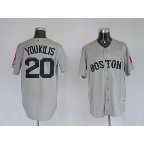 Jerseys Boston Red Sox 20 Youkilis Grey